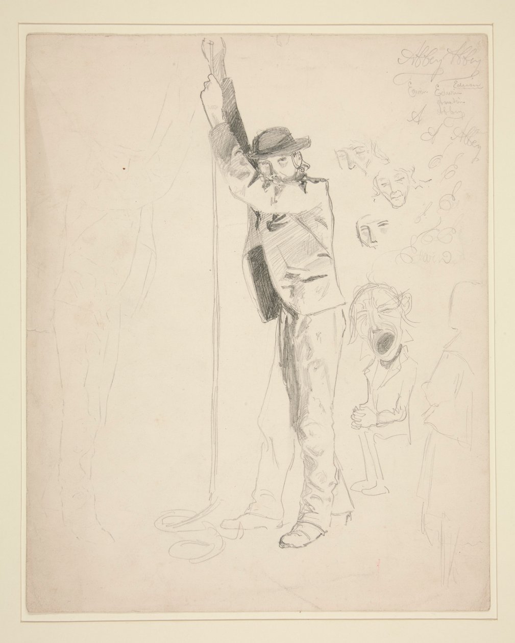 Studio di un uomo che suona una campana; scarabocchi di EAA da Edwin Austin Abbey