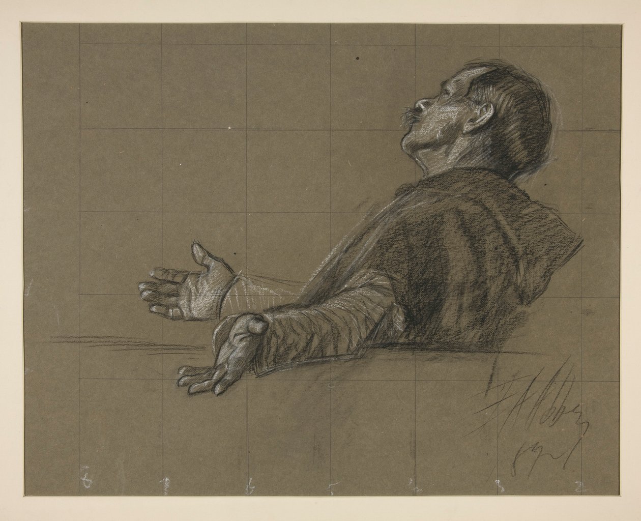 Studio di una Figura in Veste, per la Serie di Murali La Ricerca del Santo Graal alla Biblioteca Pubblica di Boston da Edwin Austin Abbey