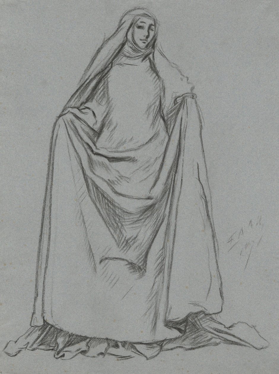 Studio di figura femminile (verso: figura maschile) da Edwin Austin Abbey