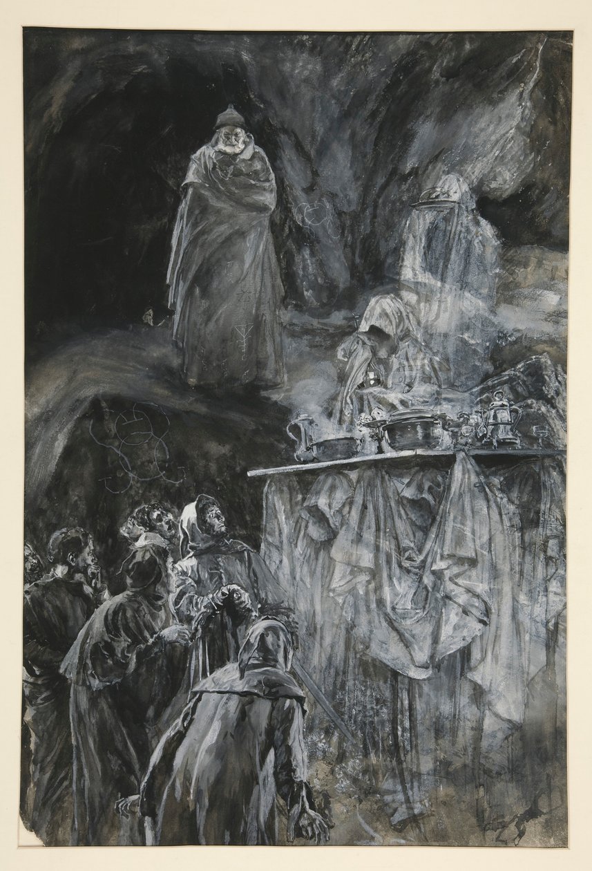 Il banchetto, illustrazione per Atto III, Scena iii, La Tempesta da Edwin Austin Abbey