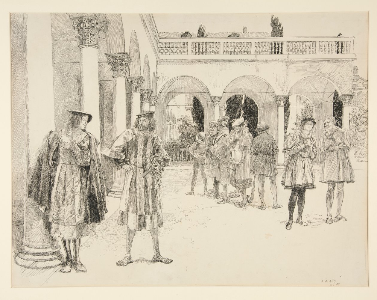 La Corte del Palazzo, da Atto IV, Scena ii, Due Gentiluomini di Verona da Edwin Austin Abbey