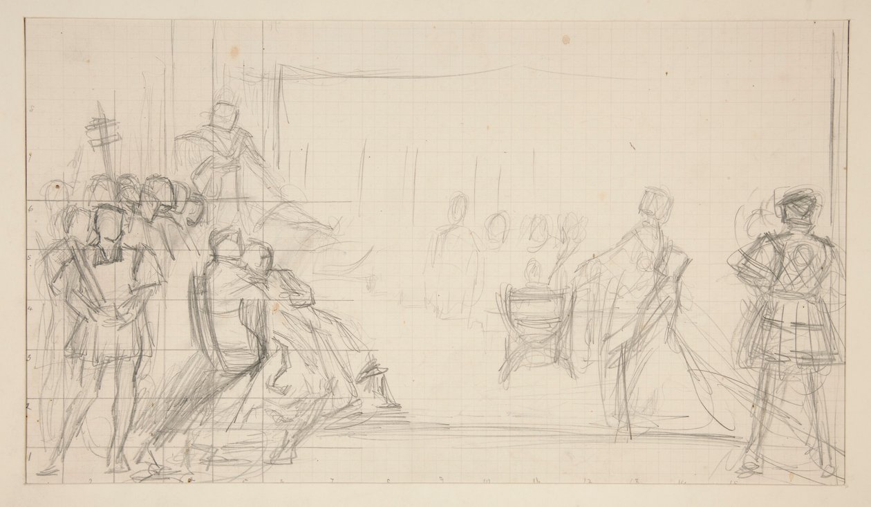 Processo della Regina Caterina, studio da Edwin Austin Abbey