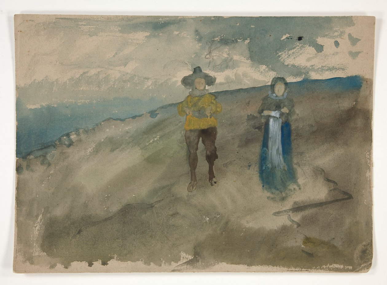 Due Figure in un Paesaggio (recto); Studio di Uomo da Edwin Austin Abbey