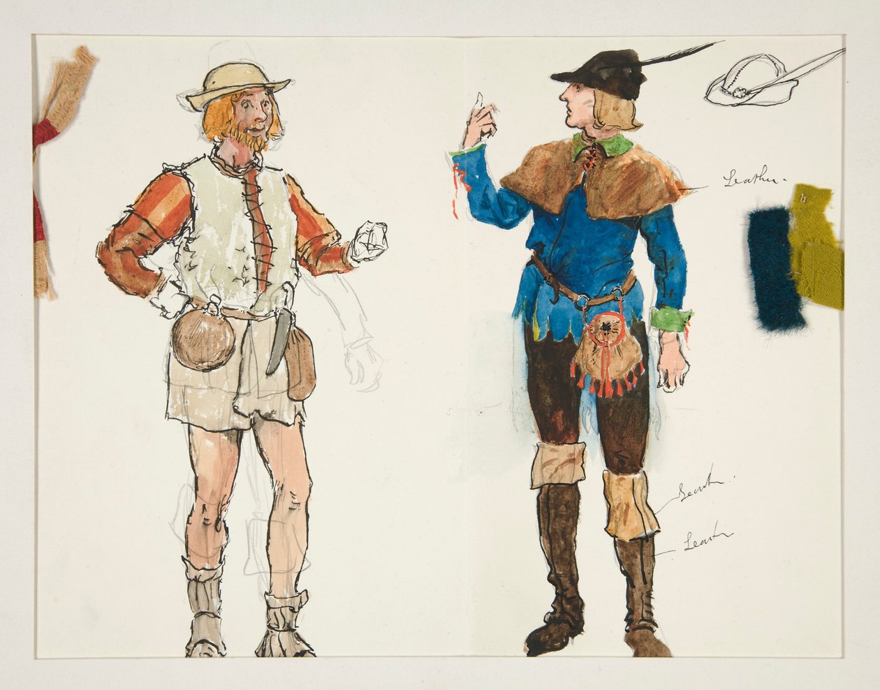 Due uomini, bozzetto di costume per Henry Irving da Edwin Austin Abbey