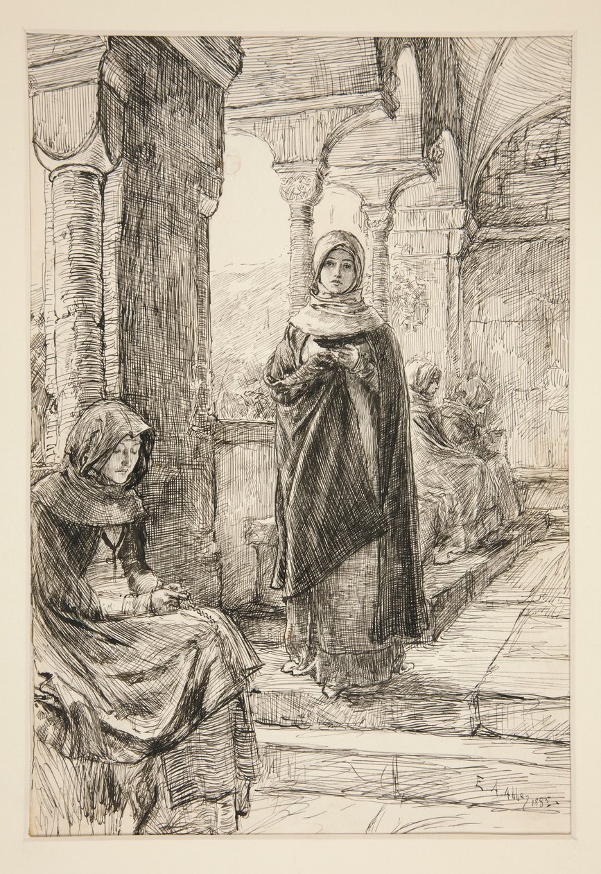 Due Figure Femminili nel Chiostro, dal Chiostro da Edwin Austin Abbey