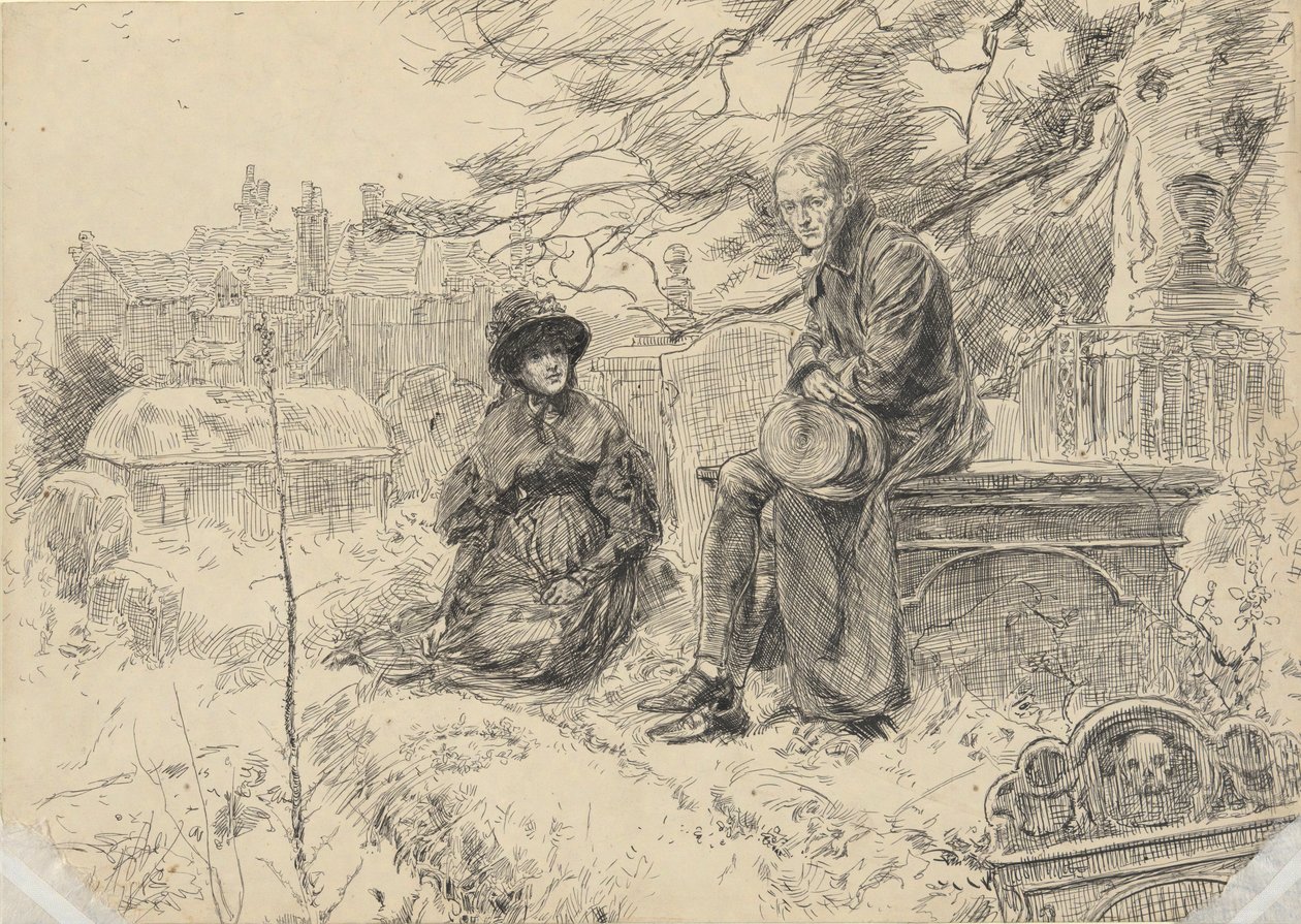 Due figure in un cimitero da Edwin Austin Abbey