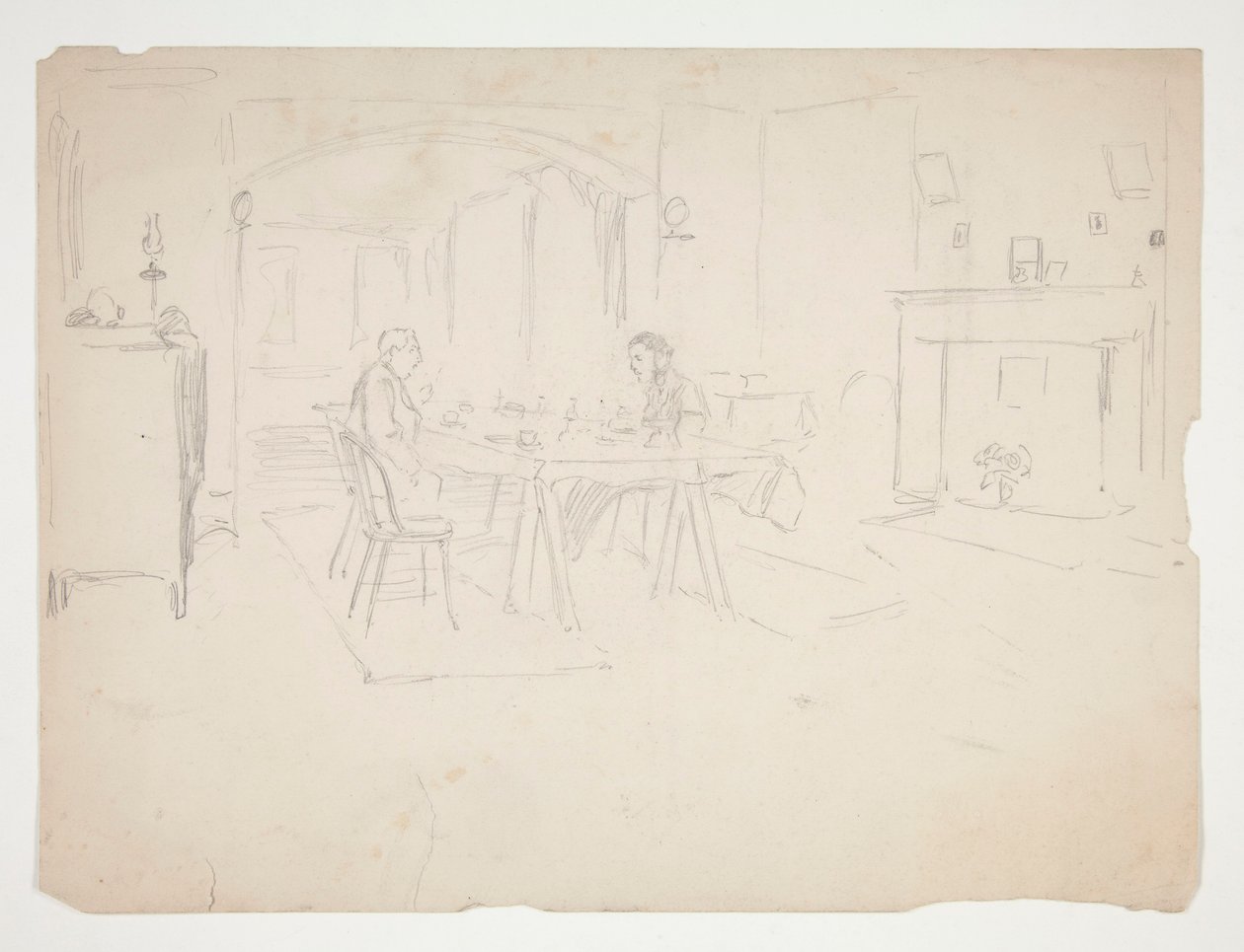 Due uomini a tavola in un interno da Edwin Austin Abbey