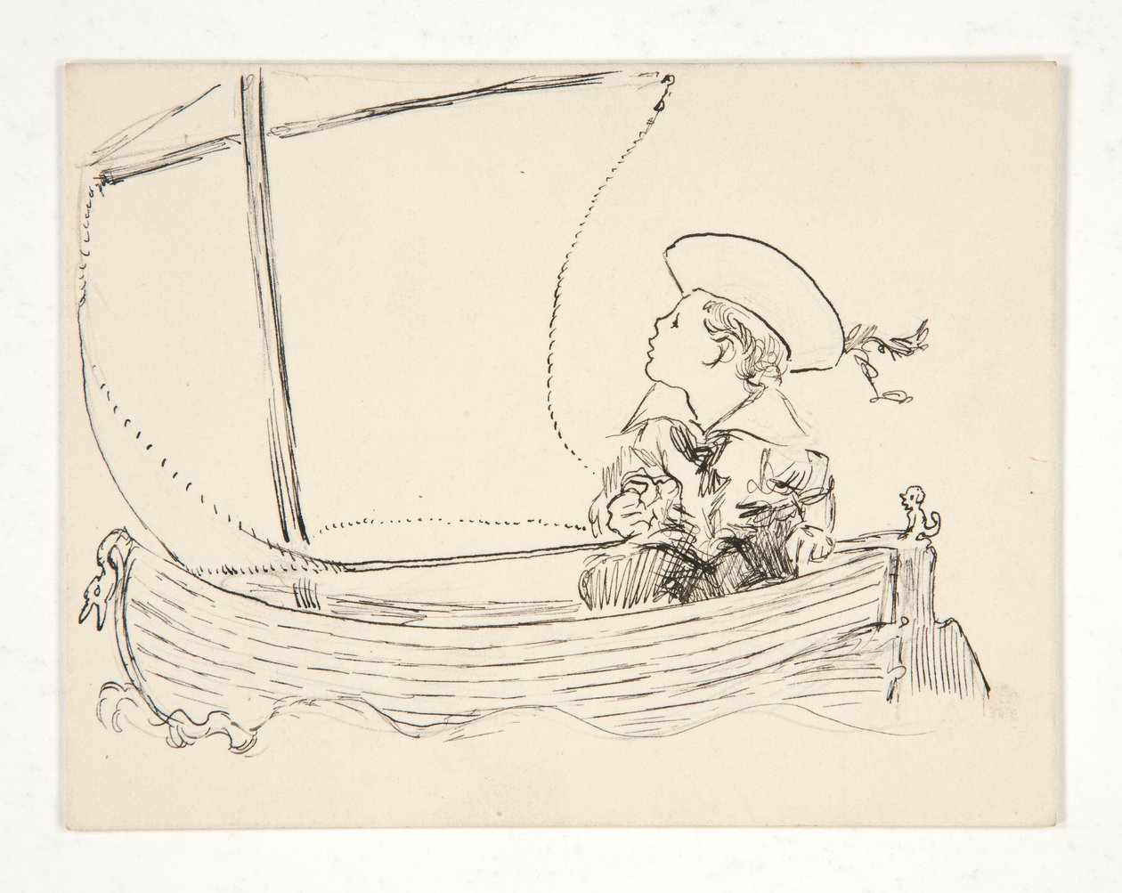 Illustrazione non identificata [Ragazzo in una piccola barca] da Edwin Austin Abbey