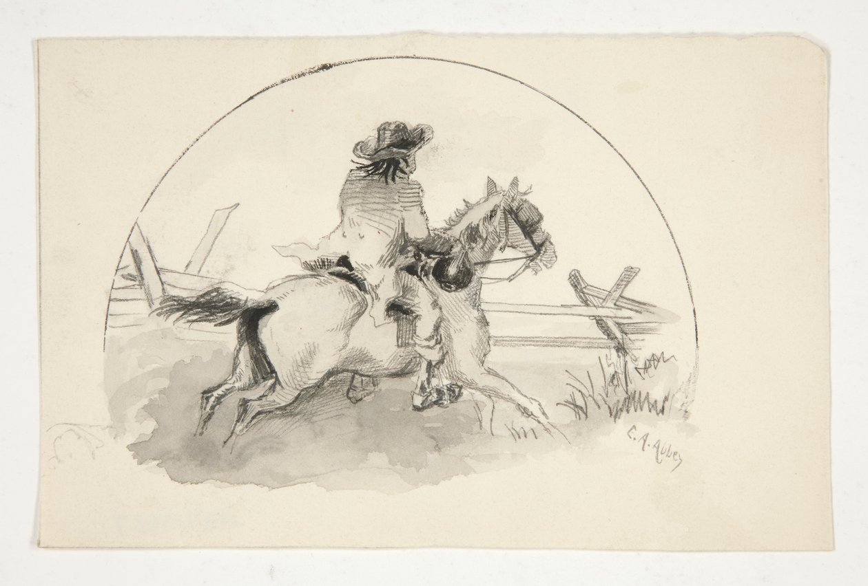 Illustrazione non identificata [Uomo a cavallo] da Edwin Austin Abbey
