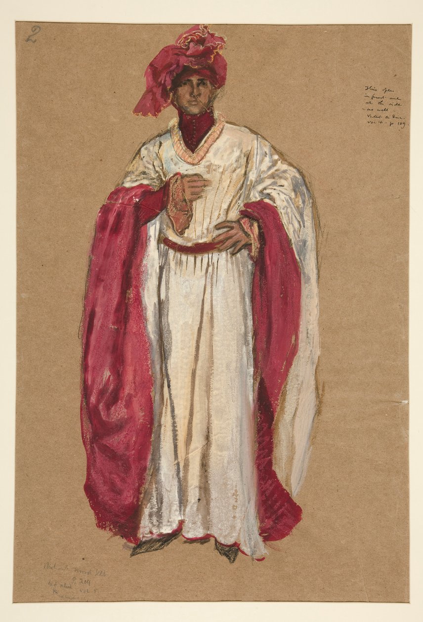 Uomo non identificato in una veste rossa, bozzetto di costume per Re Riccardo II da Edwin Austin Abbey