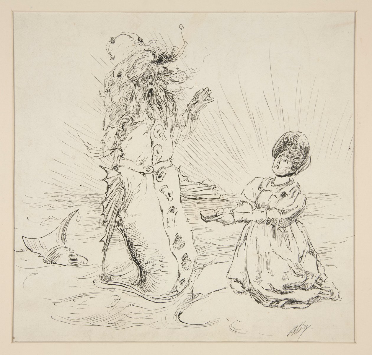 Donna e serpente sulla spiaggia, bozzetto per The Lay of the Lobster da Edwin Austin Abbey