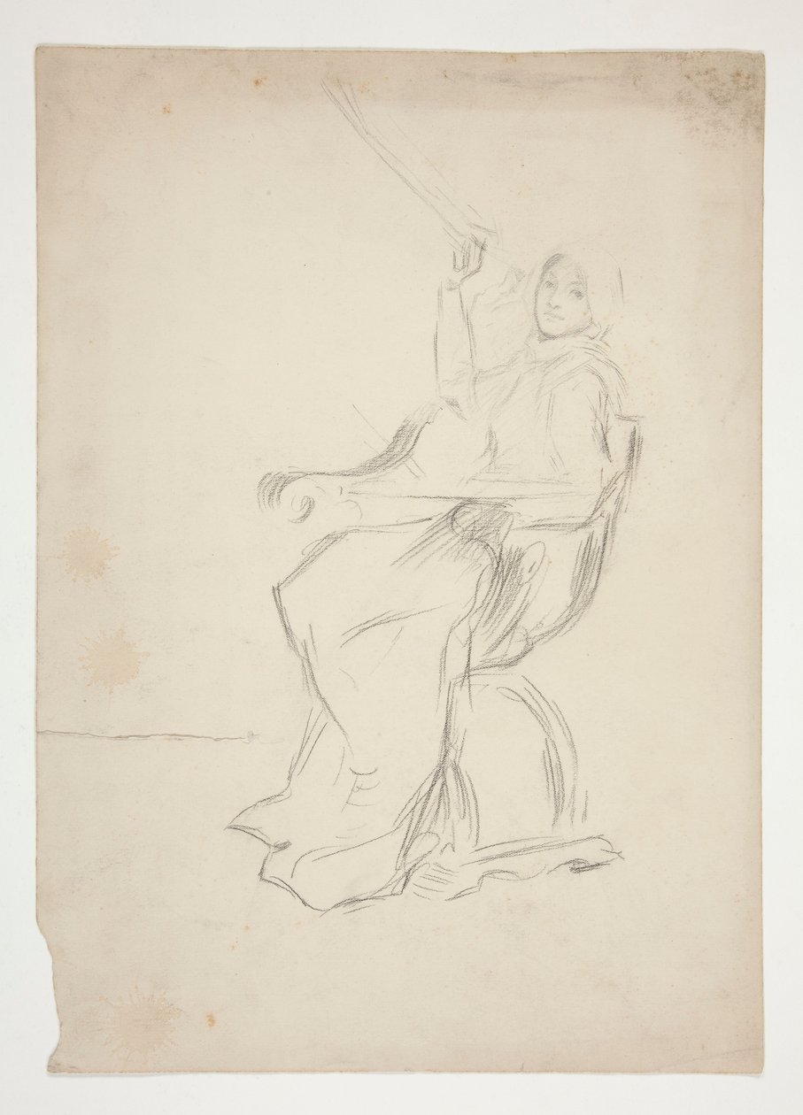 Donna seduta su una sedia (recto); Due schizzi architettonici non identificati (verso) da Edwin Austin Abbey