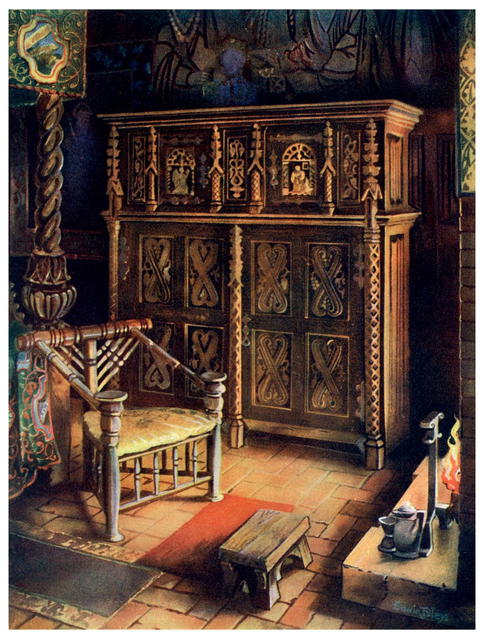 La stanza del re Oxburgh Hall, Norfolk, 1910 da Edwin Foley