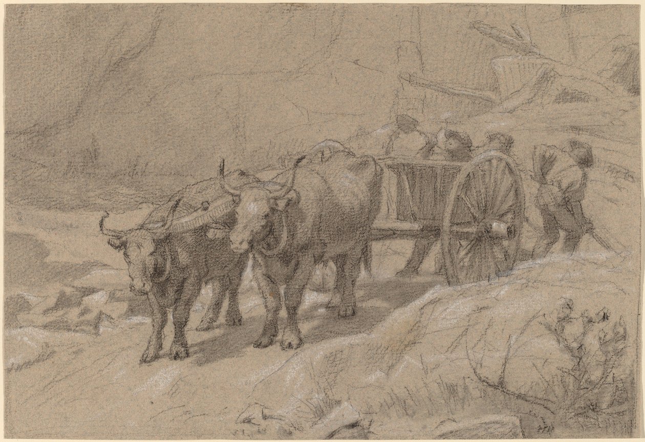 Buoi e carro da scarico da Edwin Forbes
