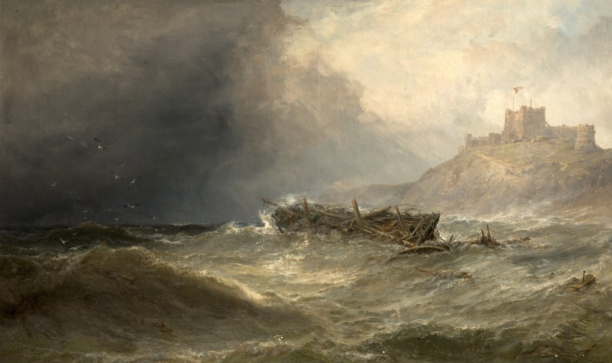 Brigantino alla deriva al largo di Bamborough, Northumberland, 1875 da Edwin Hayes