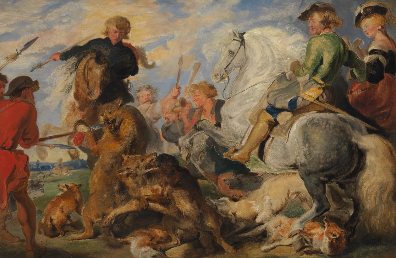 Copia della Caccia al lupo e alla volpe di Rubens da Edwin Landseer