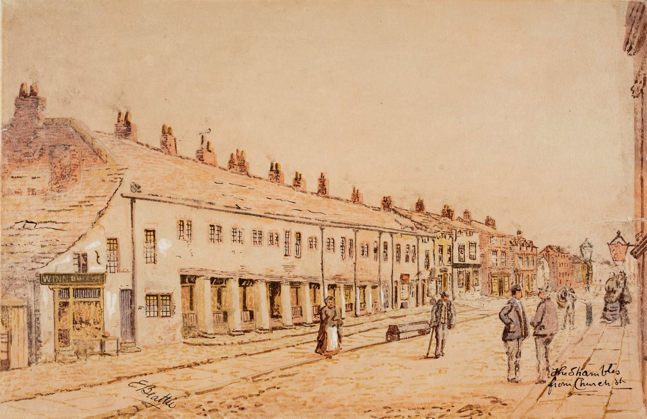 The Shambles, da Church Street, 1891-1917 circa (acquerello su carta) da Edwin Robert Beattie