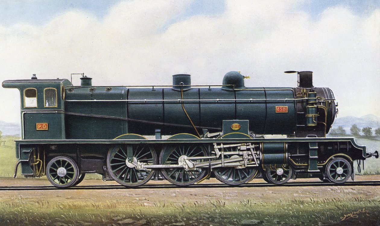 Il prodotto di due Repubbliche: Locomotiva a vapore tipo "Pacific" n. 4501, Parigi - Orleans Railway. 1910 da Edwin Thomas Rudd