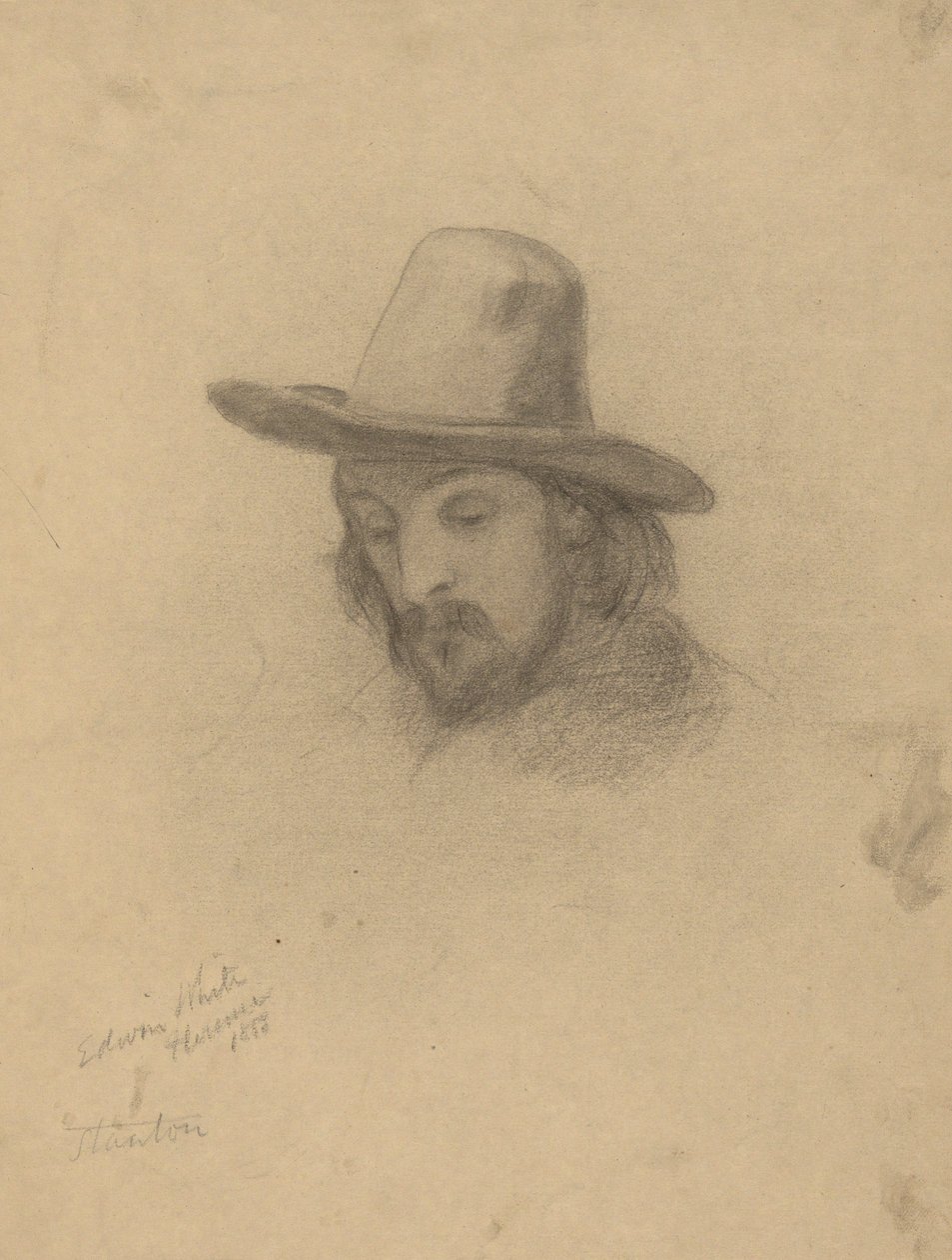 Edward Winslow, schizzo per la firma del Patto nella cabina del Mayflower da Edwin White