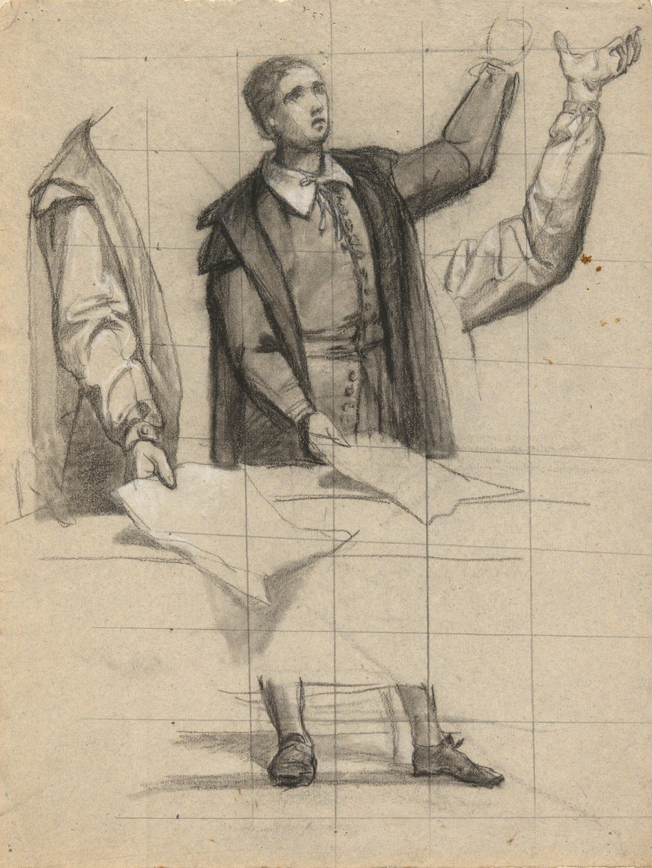Uomo che predica, schizzo per la Firma del Patto nella Cabina del Mayflower da Edwin White