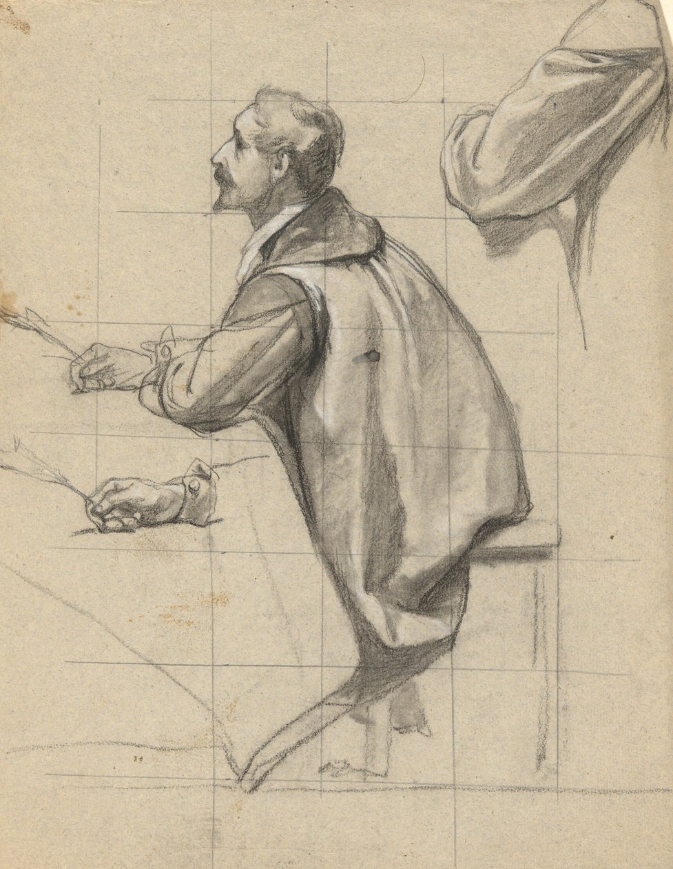 Uomo, schizzo per la firma del Patto nella cabina del Mayflower da Edwin White