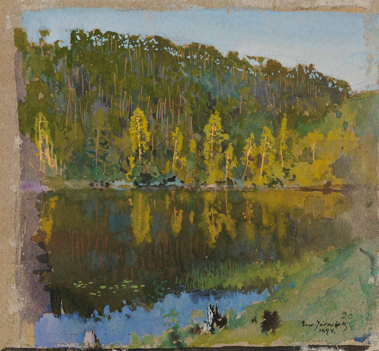 Stagno nella foresta, studio paesaggistico da Eero Järnefelt