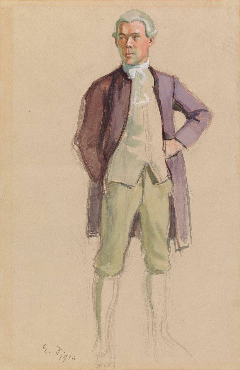 Uomo in abito rococò (F.E. Sillanpää), studio per il murale “L’incontro della Società dell’Aurora” da Eero Järnefelt