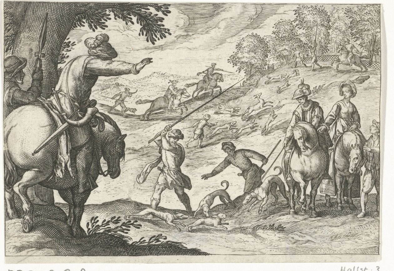 Paesaggio con caccia alla lepre Scene di caccia (serie) Icones Venantum Species Varias Representantes (serie) da Egbert Jansz.