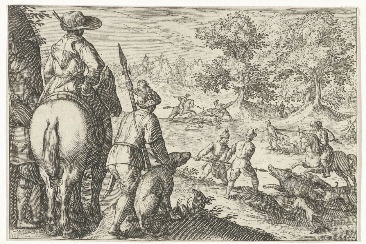 Paesaggio con caccia al cinghiale da Egbert Jansz.