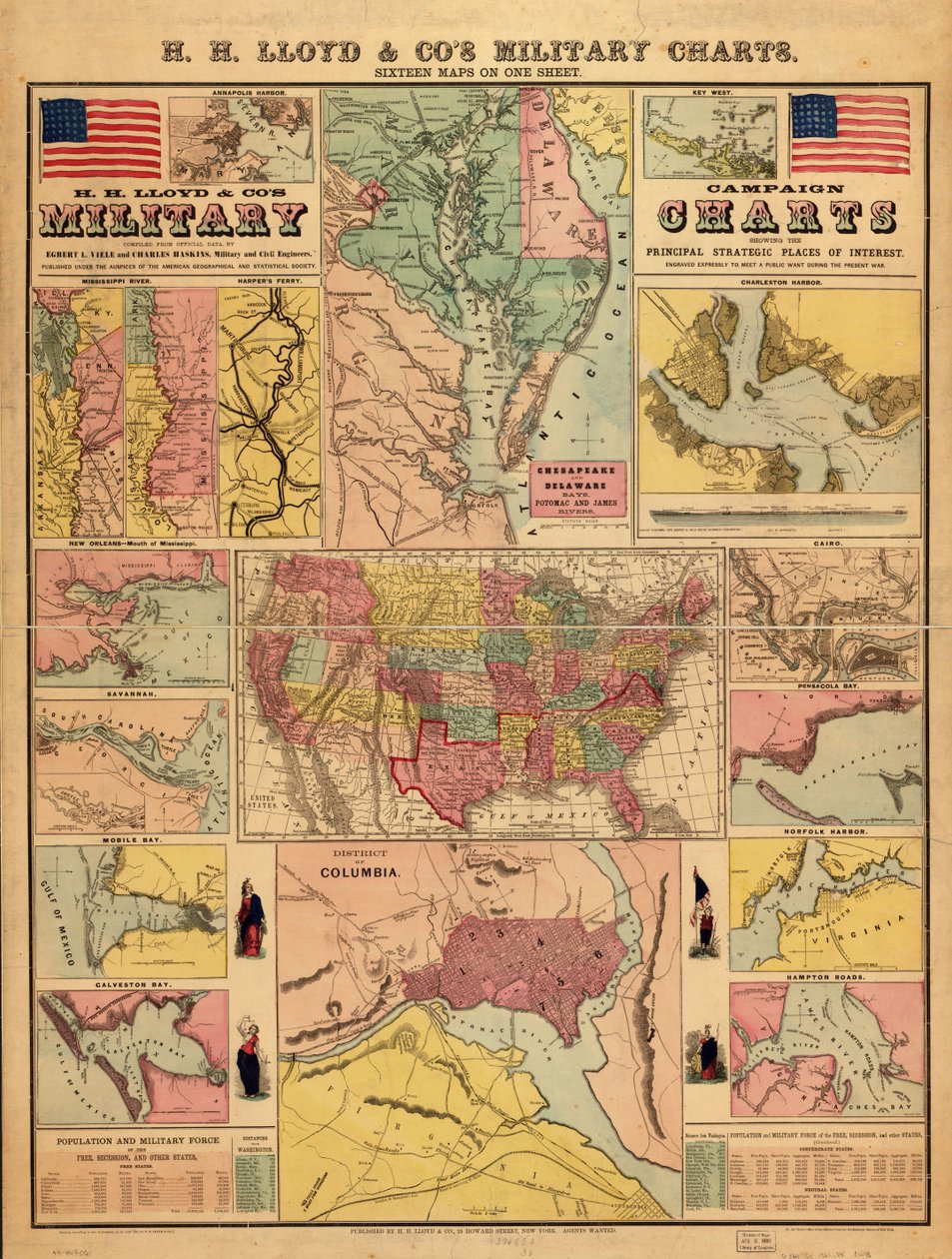 Carte militari della campagna di H. H. Lloyd & Co. che mostrano i principali luoghi strategici di interesse da Egbert L. Viele