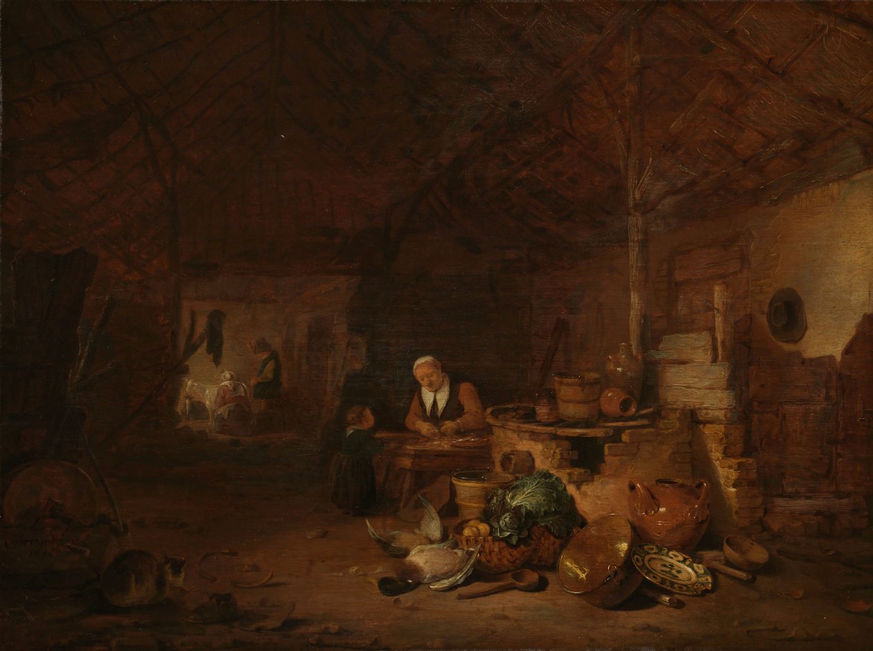 Interno di un fienile da Egbert Lievensz. van der Poel