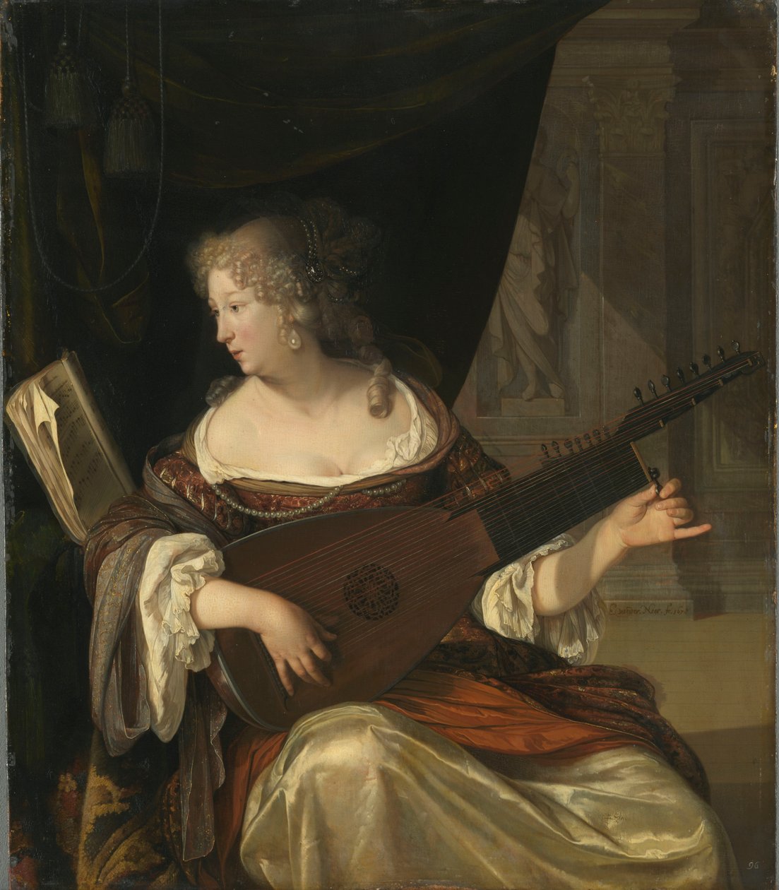 Donna che accorda un tiorba da Eglon van der Neer