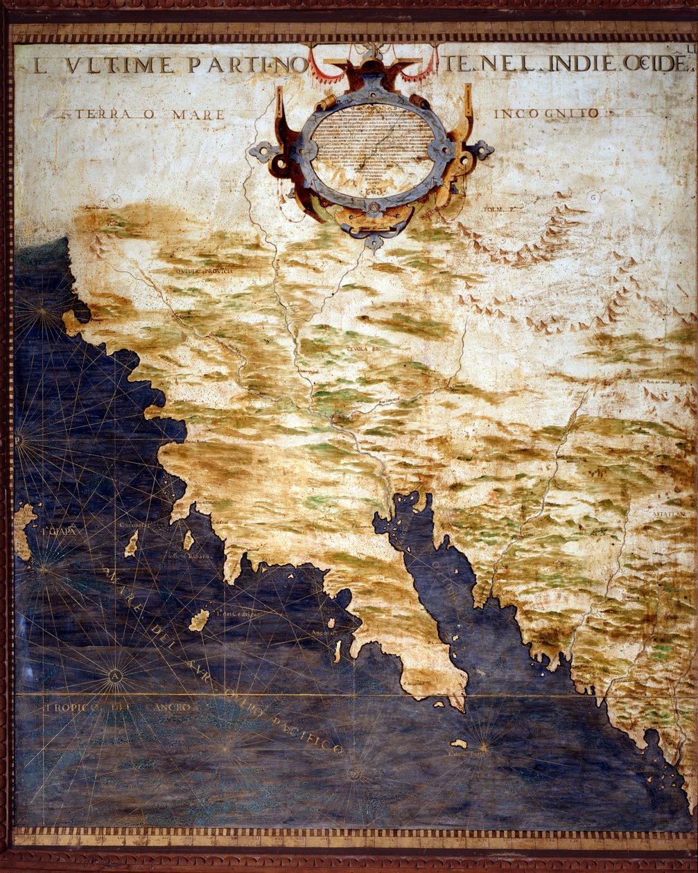 Frontiera delle Indie Occidentali e Terre Sconosciute Mappa realizzata da Egnazio Danti (1536-1586) matematico, cosmografo e architetto italiano. Intorno al 1567. Firenze, Palazzo Vecchio, Sala del Mappamondo da Egnazio Danti