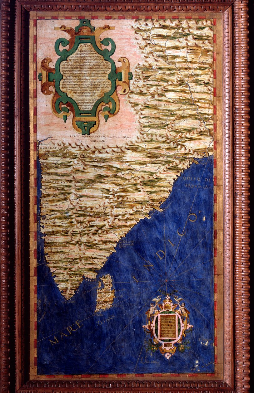 India Mappa realizzata da Egnazio Danti (1536-1586) matematico, cosmografo e architetto italiano. Intorno al 1567. Firenze, Palazzo Vecchio, Sala del Mappamondo da Egnazio Danti