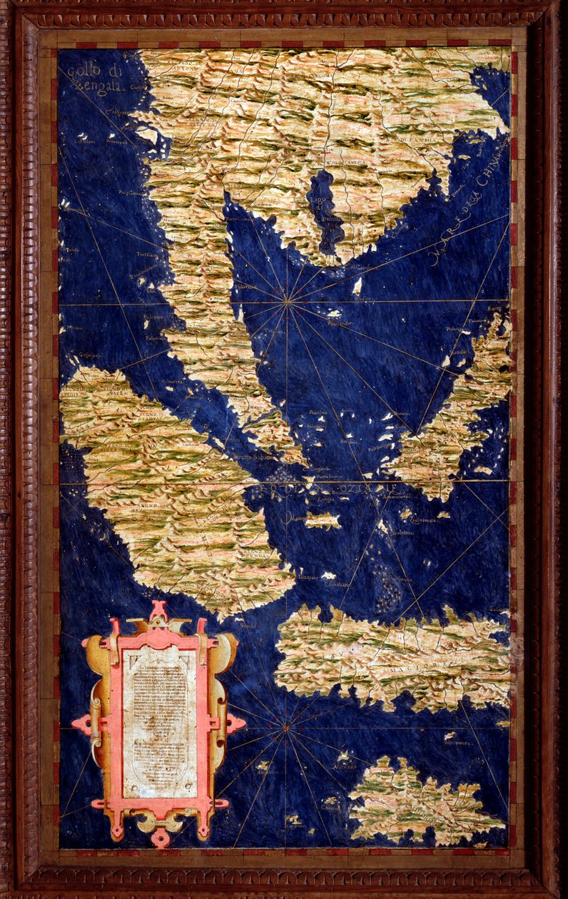 Indonesia: Sumatra, Malacca, Borneo, Giava Mappa realizzata da Egnazio Danti (1536-1586) matematico, cosmografo e architetto italiano. Intorno al 1567. Firenze, Palazzo Vecchio, Sala del Mappamondo da Egnazio Danti