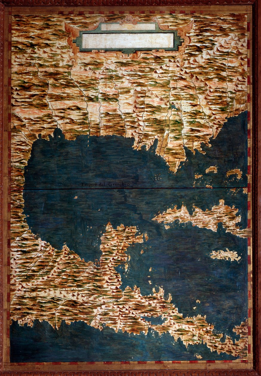 Mappa di Messico, Cuba, Florida e Giamaica realizzata da Egnazio Danti (1536-1586) matematico, cosmografo e architetto italiano. Intorno al 1567. Firenze, Palazzo Vecchio, Sala del Mappamondo da Egnazio Danti
