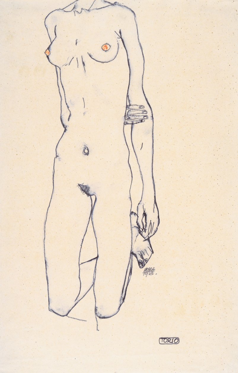 Torso di una ragazza inginocchiata da Egon Schiele
