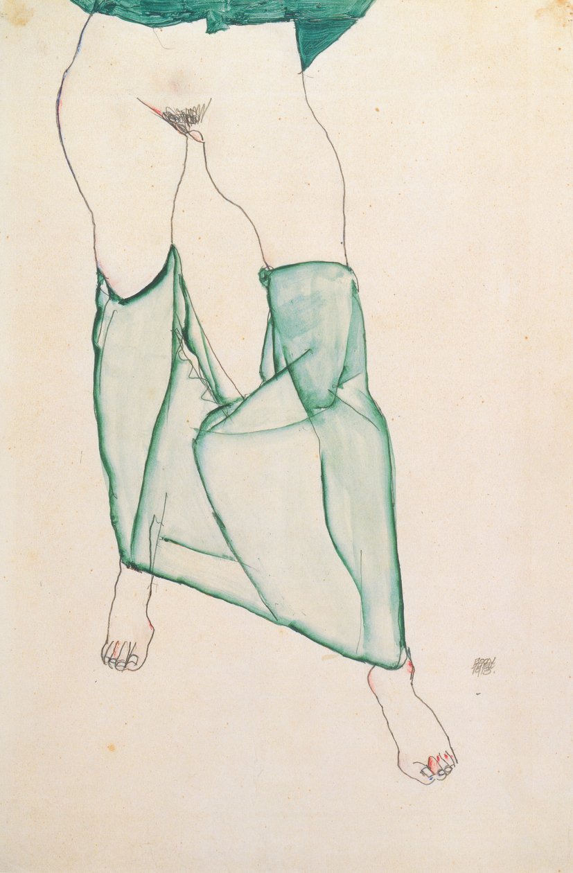 Torso femminile con drappeggi verdi da Egon Schiele