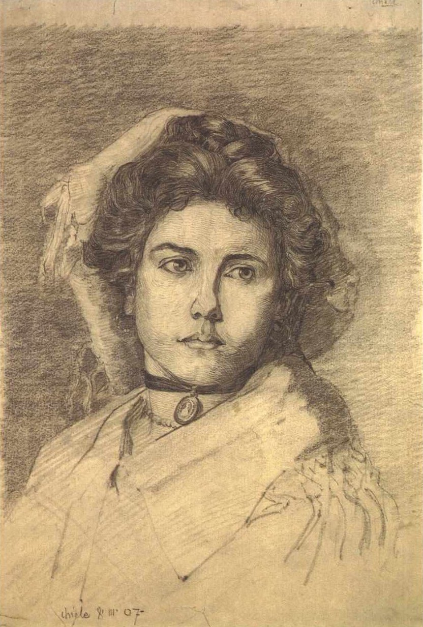 Ritratto di una signora con collana e medaglione da Egon Schiele