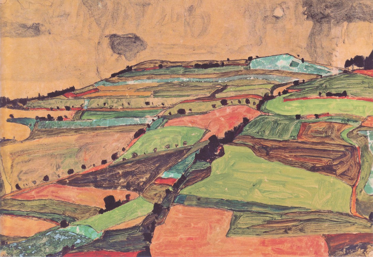 Paesaggio di campi (Kreuzberg presso Krumau) da Egon Schiele