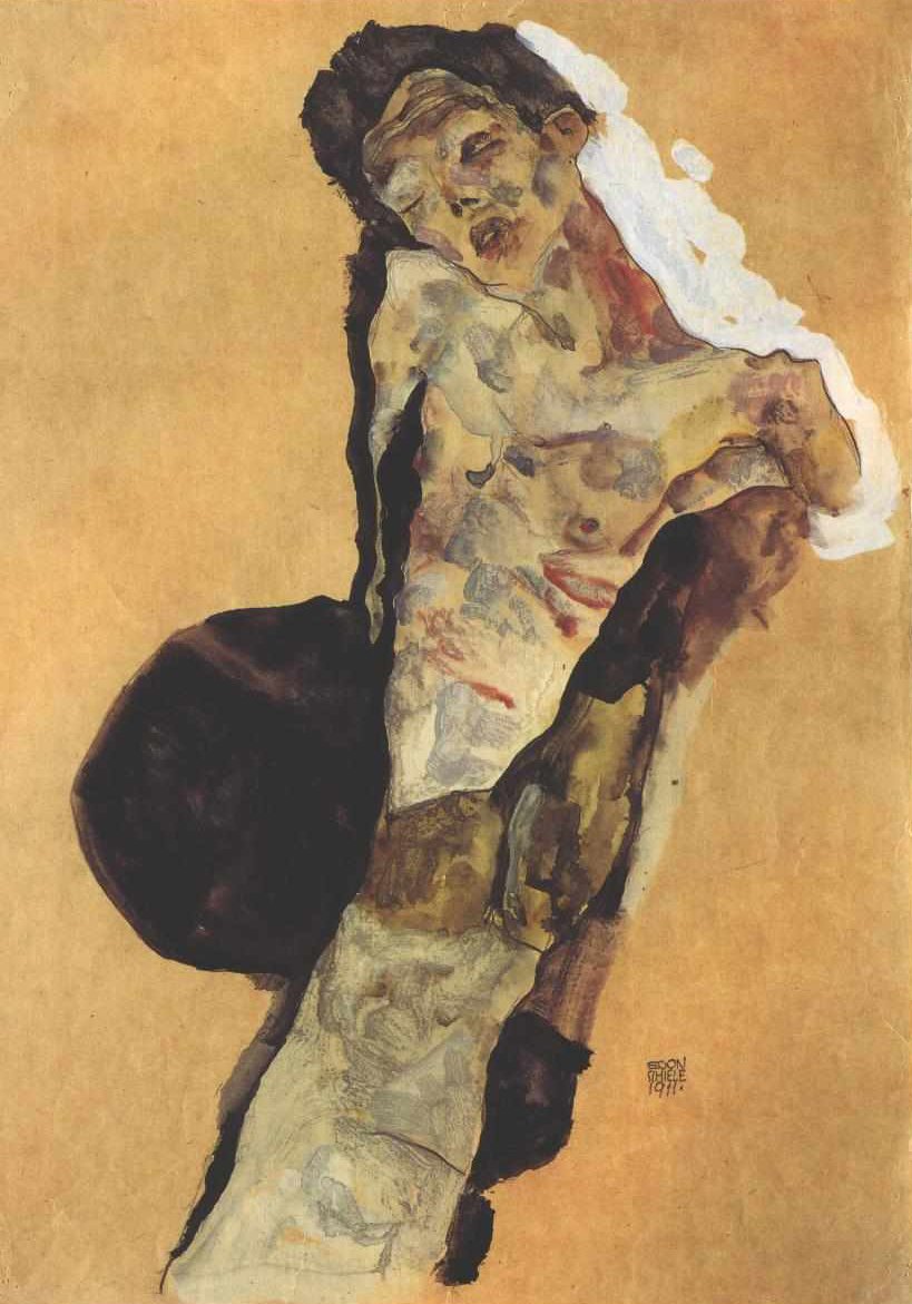 Autoritratto a metà busto da Egon Schiele
