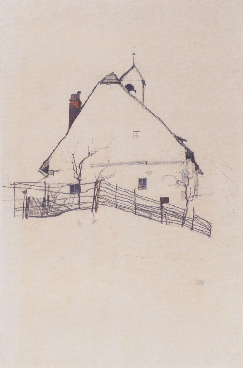 Casa con campanile da Egon Schiele