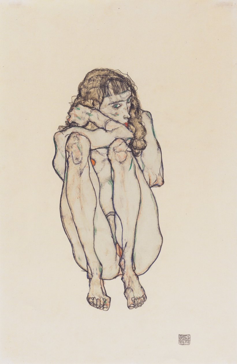 Nudo femminile accovacciato da Egon Schiele
