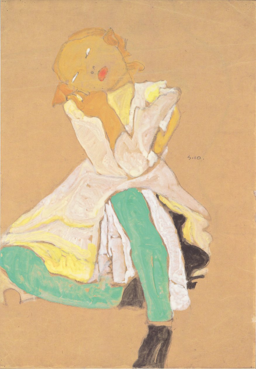 Ragazza accovacciata da Egon Schiele
