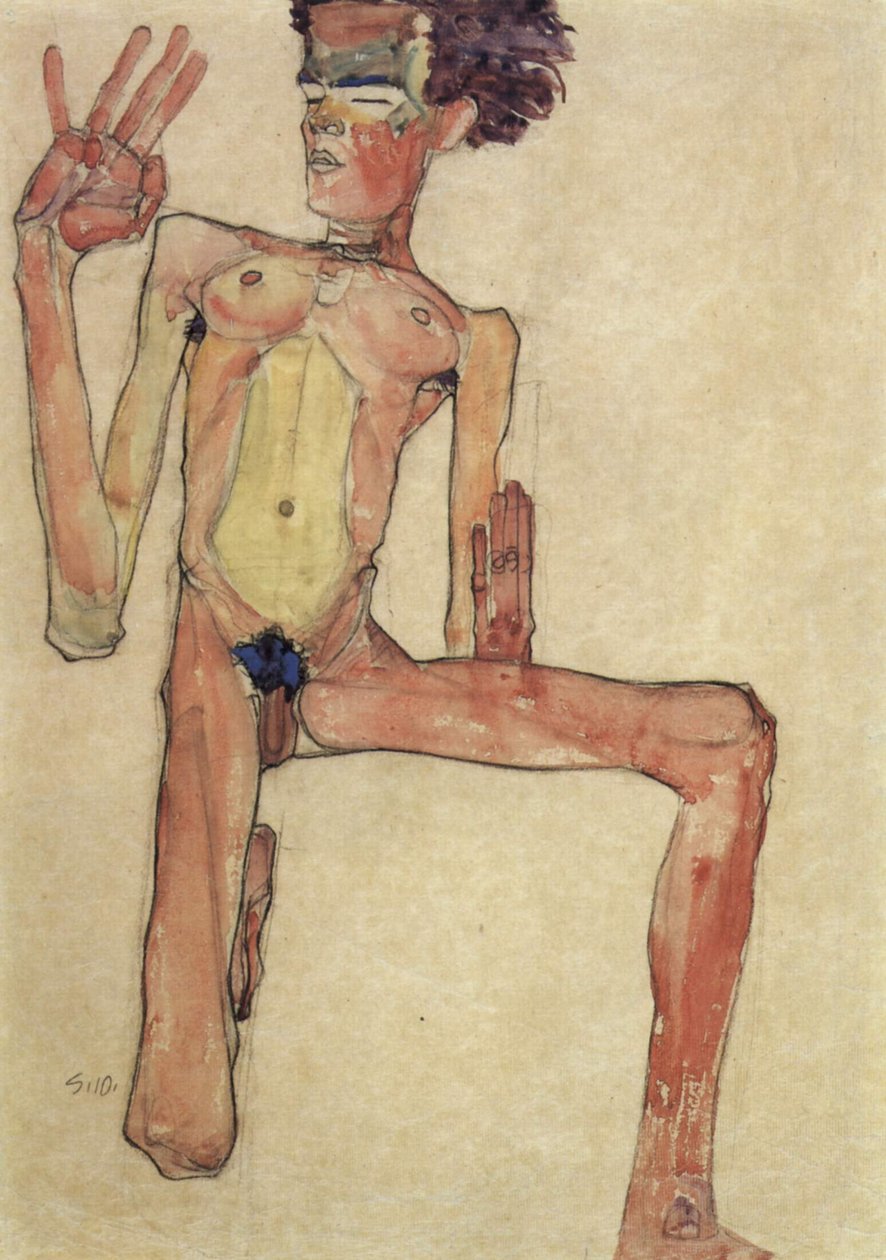 Nudo inginocchiato da Egon Schiele