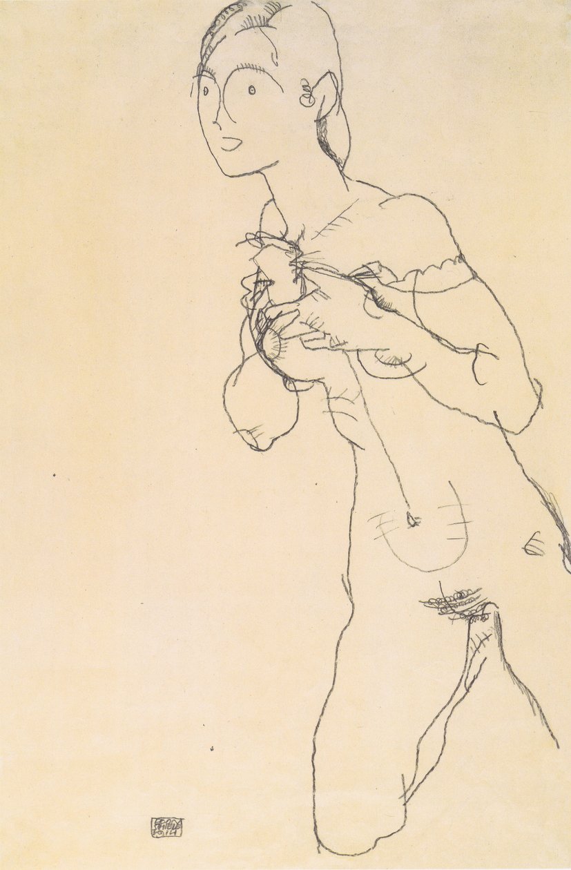 Nudo di ragazza inginocchiata da Egon Schiele