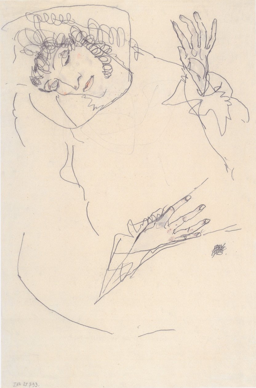 Donna sdraiata con testa inclinata da Egon Schiele