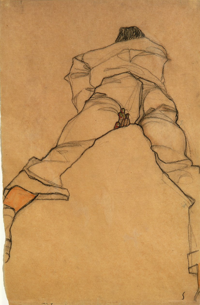 Uomo sdraiato a faccia in giù, vista posteriore, 1910 da Egon Schiele