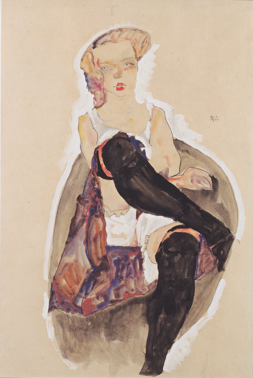 Ragazza con gambe incrociate da Egon Schiele