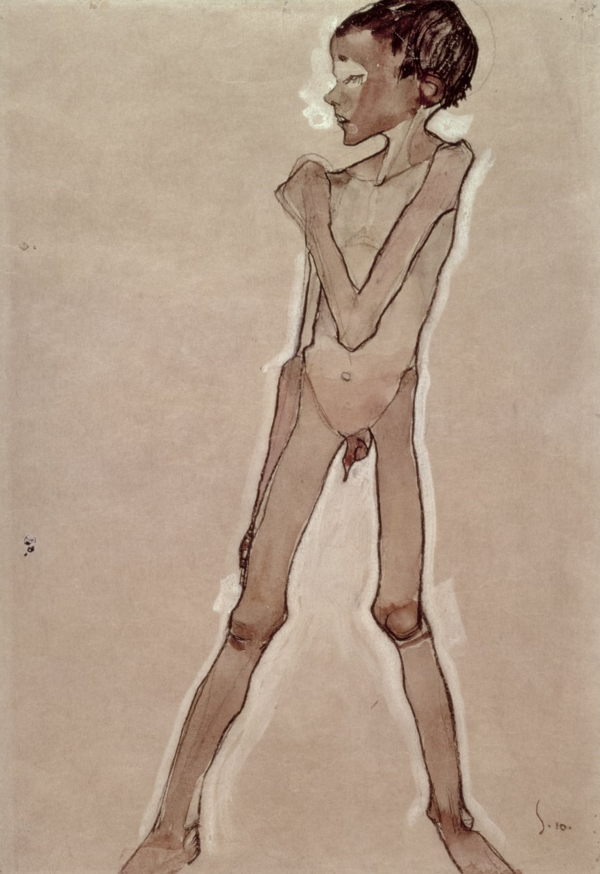 Ragazzo nudo in piedi da Egon Schiele
